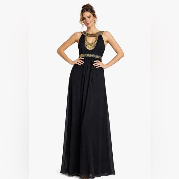 Nanette Lepore Dresses & Skirts - Boho Goddess Embellished Maxi Dress Black Beaded Grecian Evening  Festival Glam